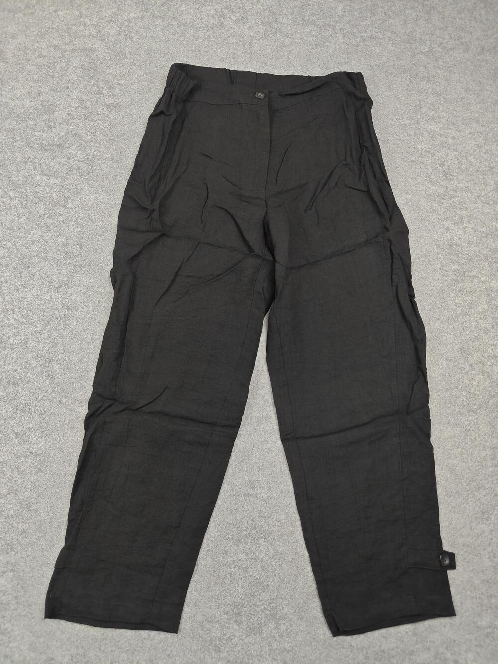 Habitat Pants Womens Small Black Cropped Straight Crepe Zip Pockets Cuffed